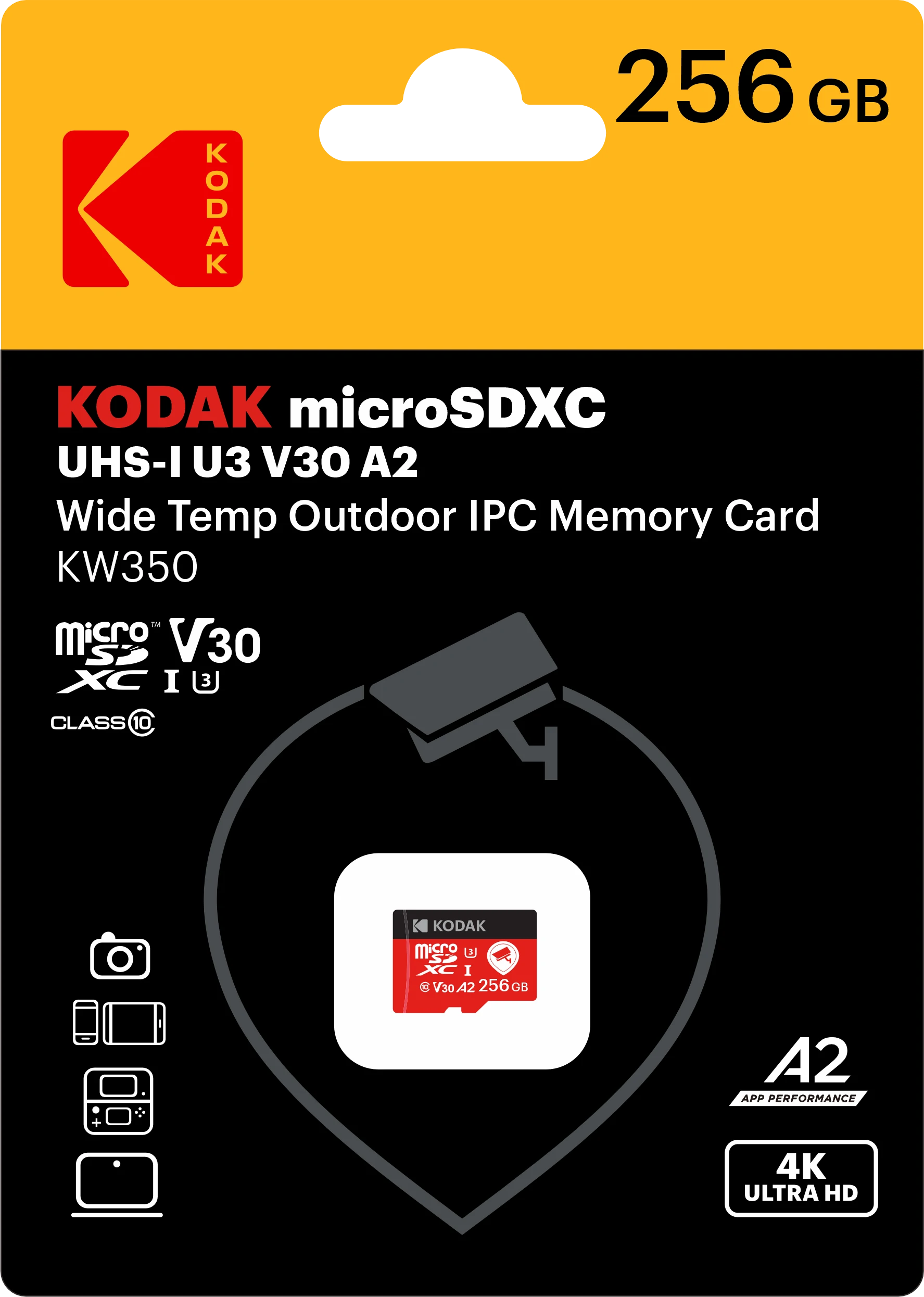 Kodak MicroSD Industrial Outdoor CCTV (KW350) - UHS-I U3 V30 A2